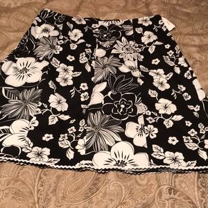 Black and white floral skirt